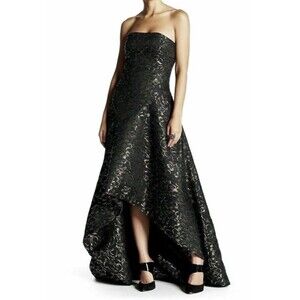 Issue New York Strapless Jacquard Dress Black/Silver Gown Sz: Medium